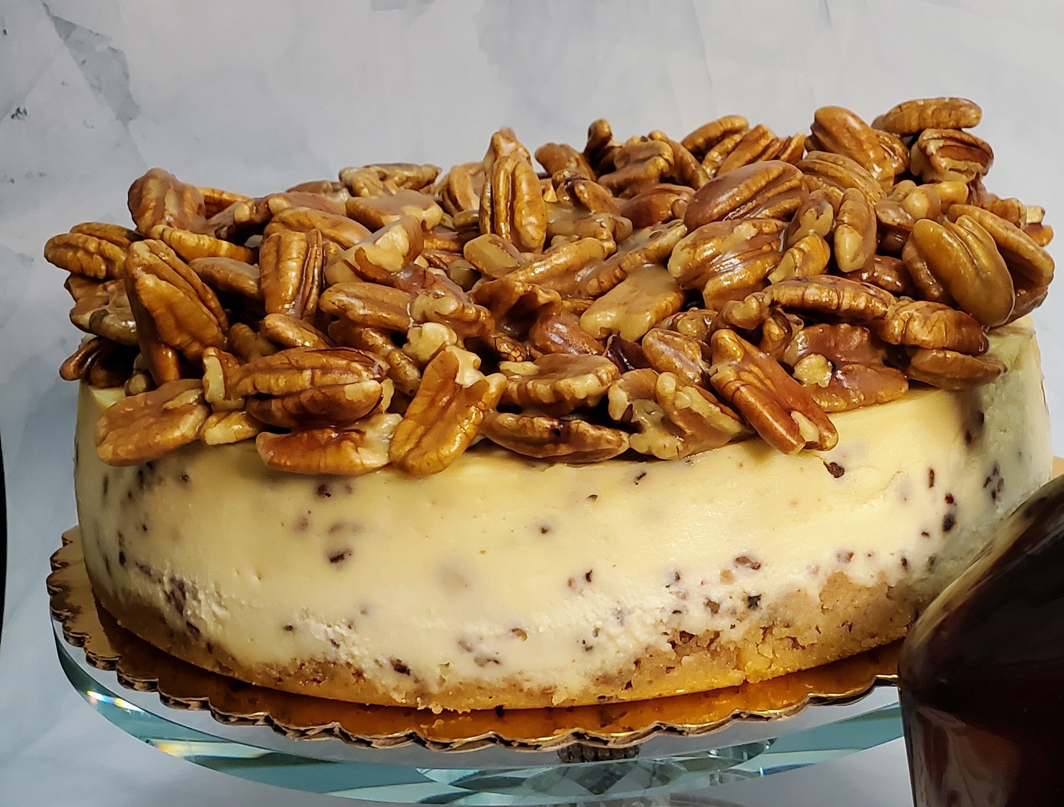 Butter Pecan Cheesecake infused with Whiskey and Irish Cream Liquor